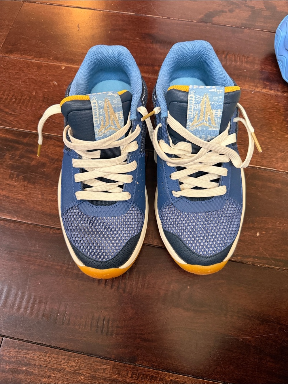 Nike Kids Blue and Yellow Sneakers with White Laces